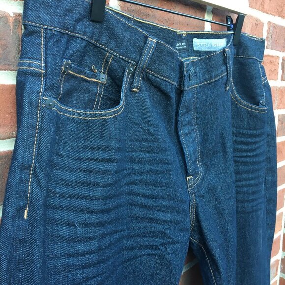 Aeropostale Jeans Mens Size 38 Straight Button Fly Dark Wash Whiskering - Picture 3 of 13